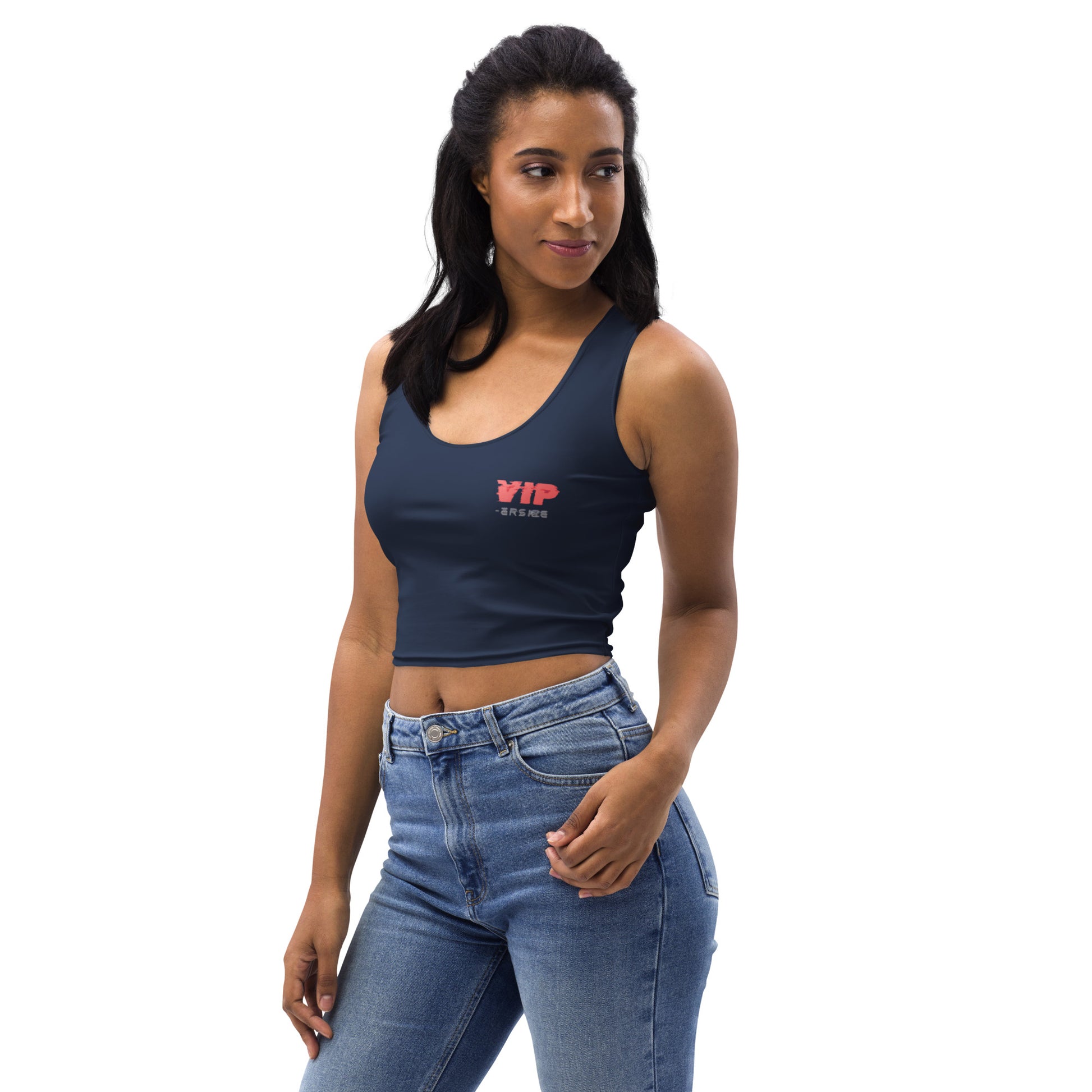 Design 1 // Women // Shirts // Croptop // Navy // Front 2 - Viper-Size