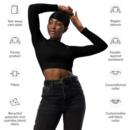 Design 2 // Women // Shirts // Long-sleeve Croptop // Black // Front 1