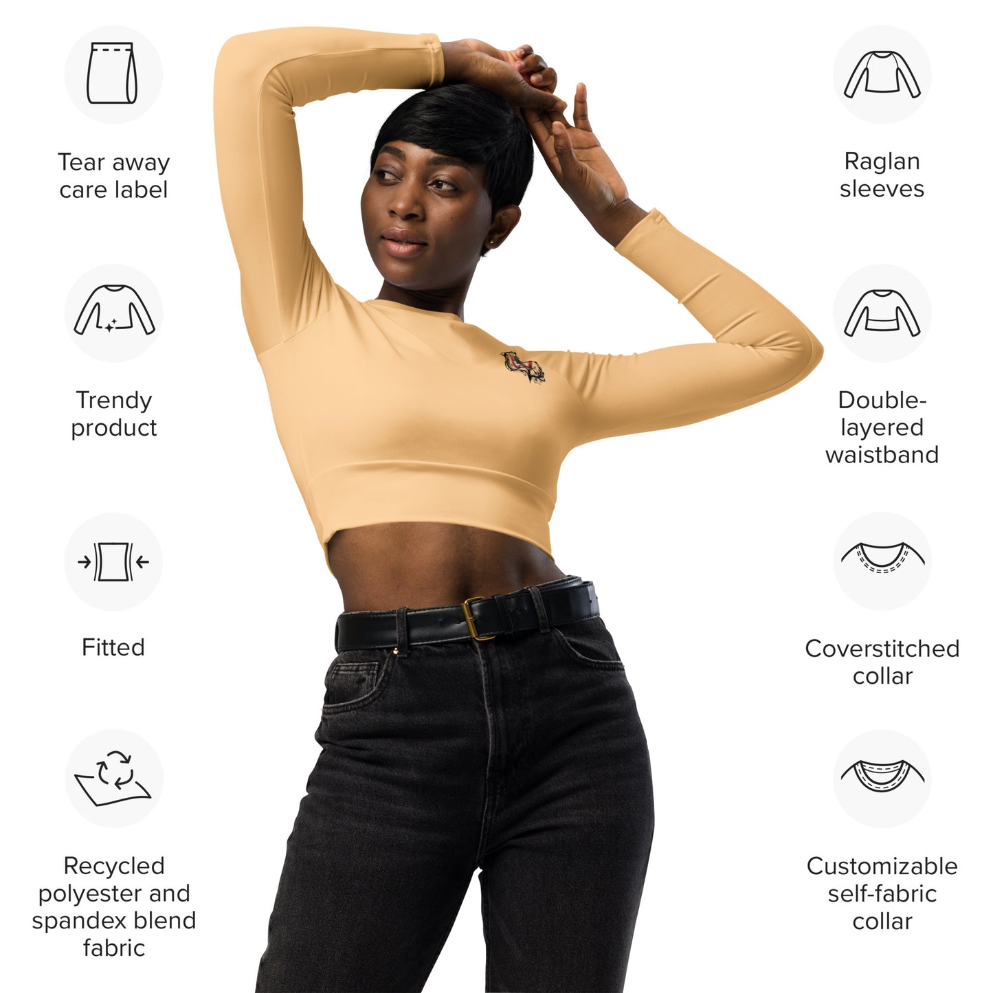 Design 2 // Women // Shirts // Long-sleeve Croptop // Beige // Front 4