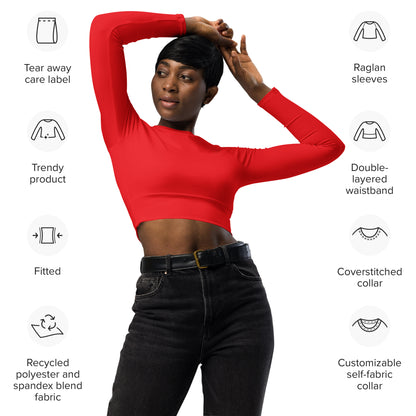 Design 2 // Women // Shirts // Long-sleeve Croptop // Red // Front 1