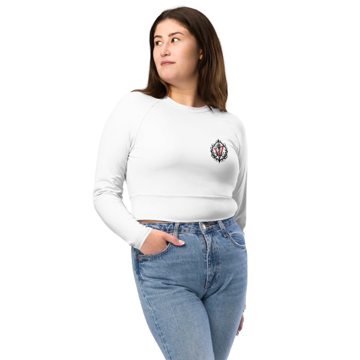 Design 2 // Women // Shirts // Long-sleeve Croptop // White // Front 4