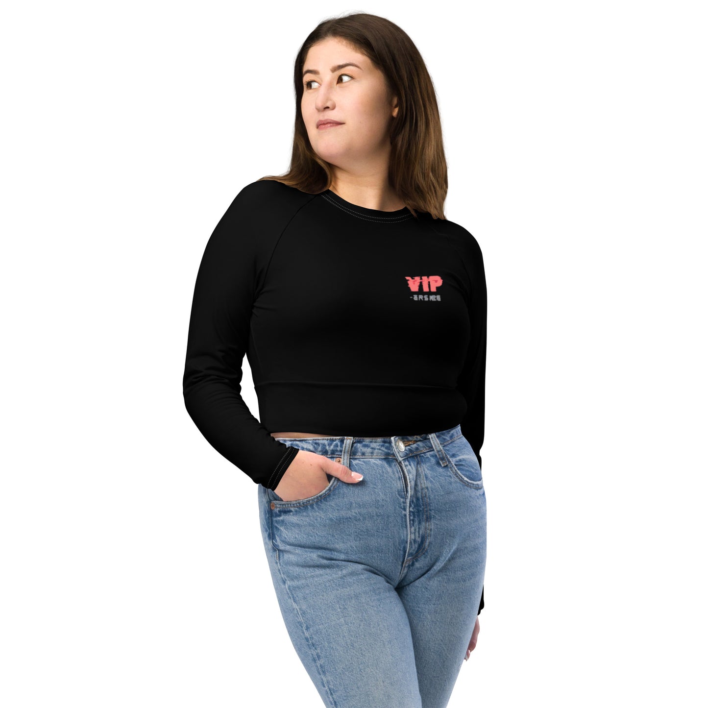 Design 2 // Women // Shirts // Long-sleeve Croptop // Black // Front 2