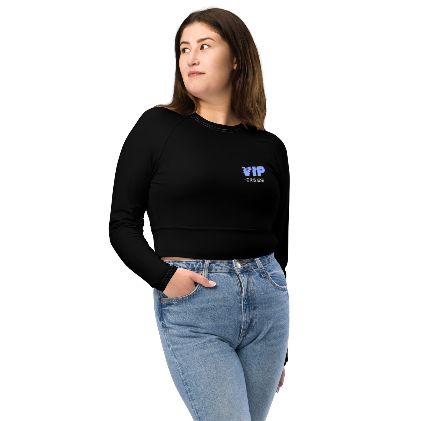 Design 2 // Women // Shirts // Long-sleeve Croptop // Black // Front 3