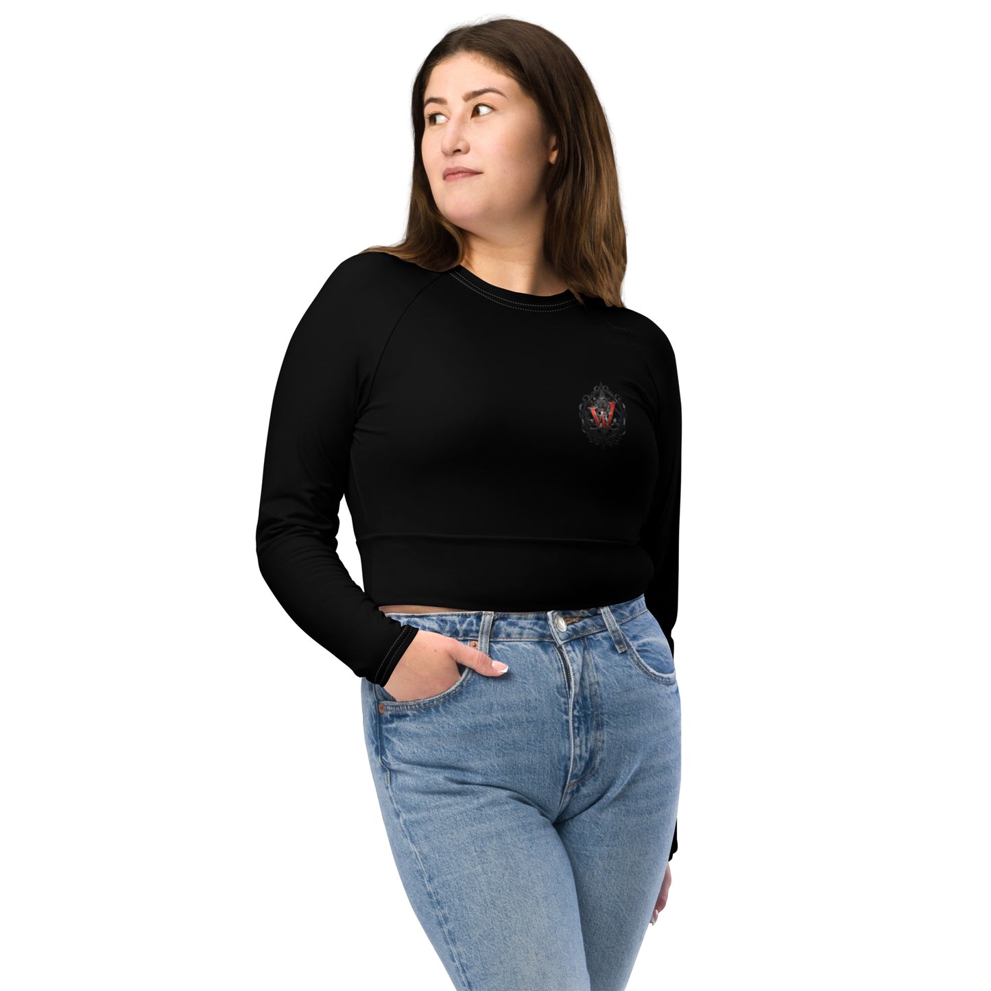 Design 2 // Women // Shirts // Long-sleeve Croptop // Black // Front 4