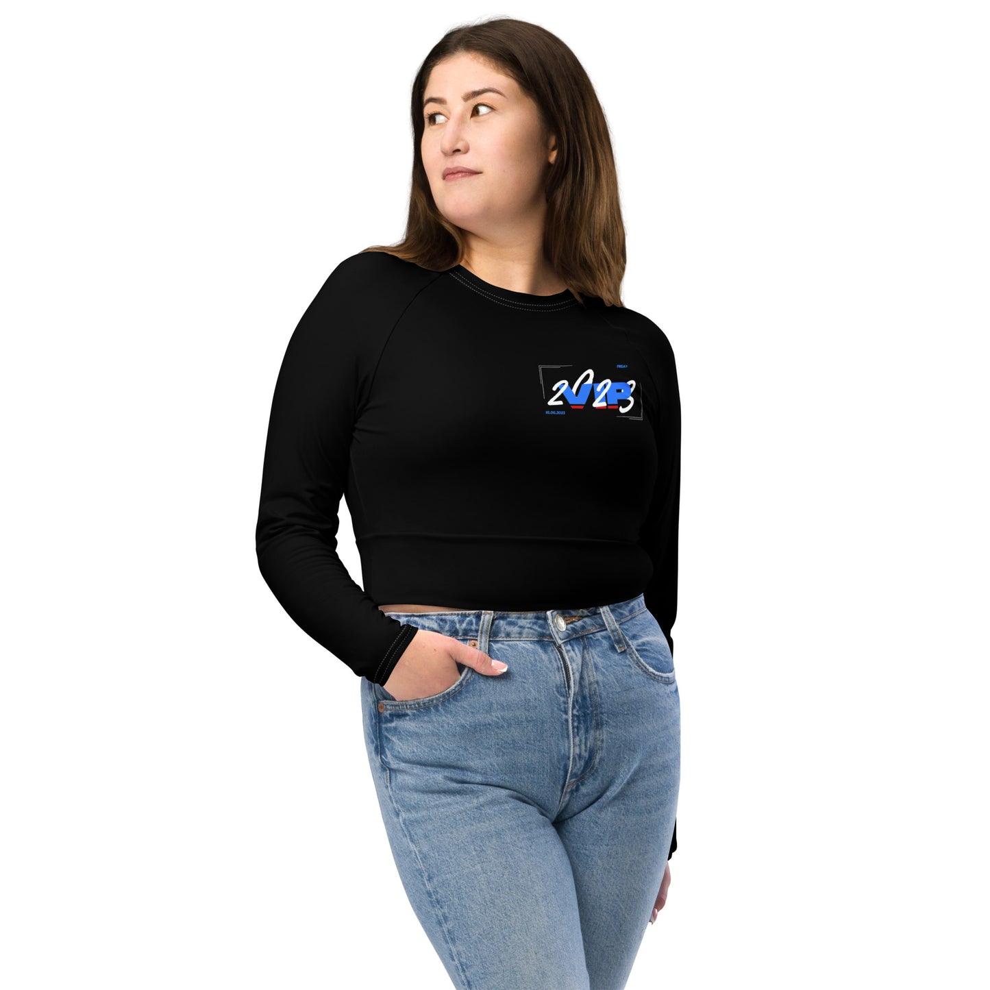 Design 2 // Women // Shirts // Long-sleeve Croptop // Black // Front 5