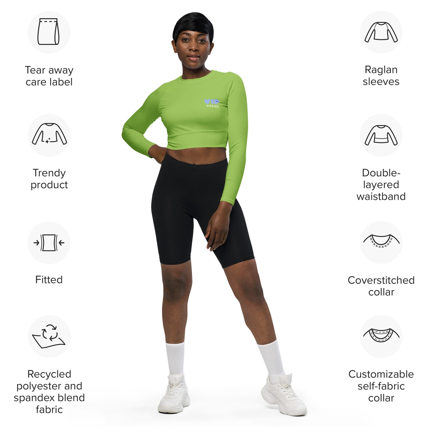 Design 2 // Women // Shirts // Long-sleeve Croptop // Green // Front 3