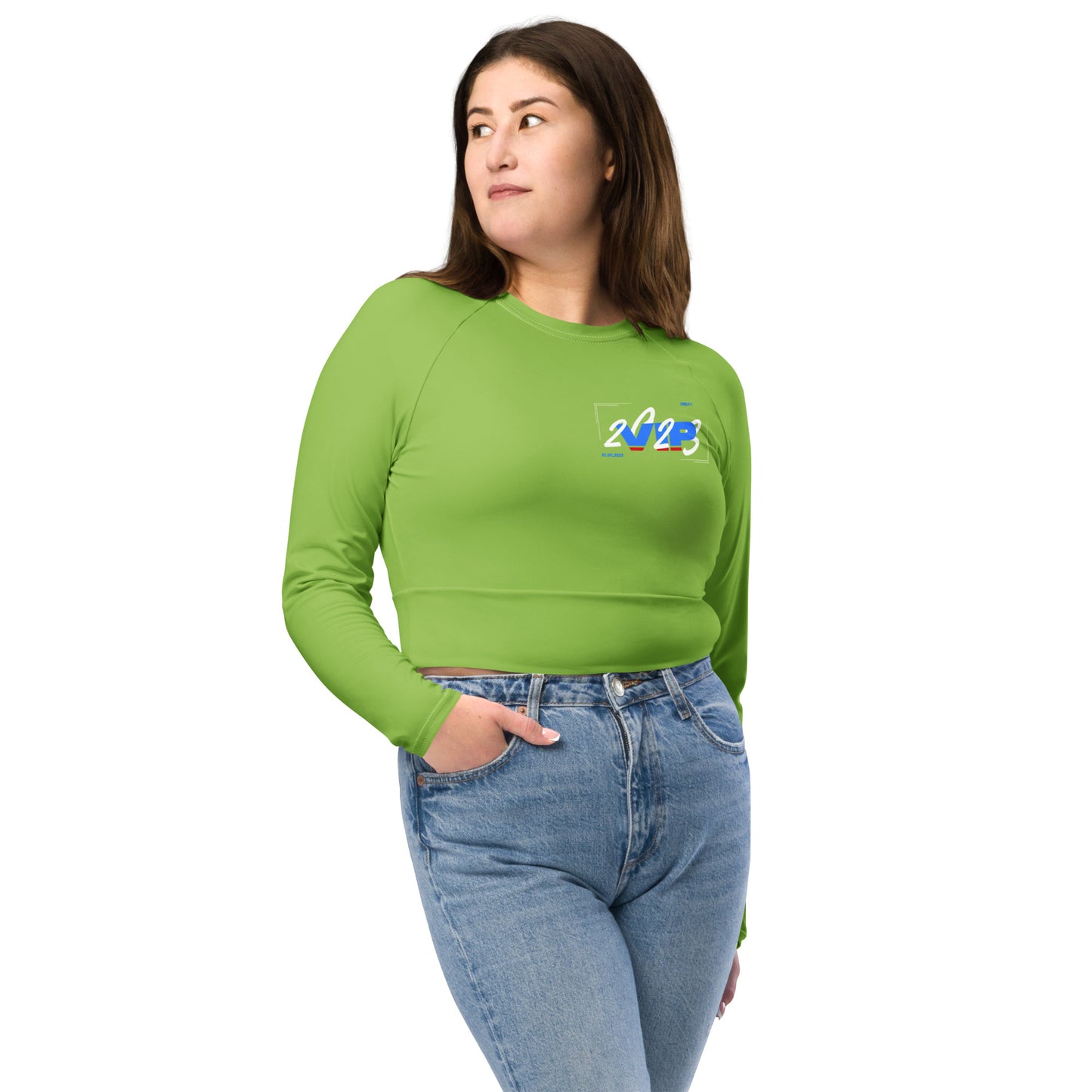 Design 2 // Women // Shirts // Long-sleeve Croptop // Green // Front 5