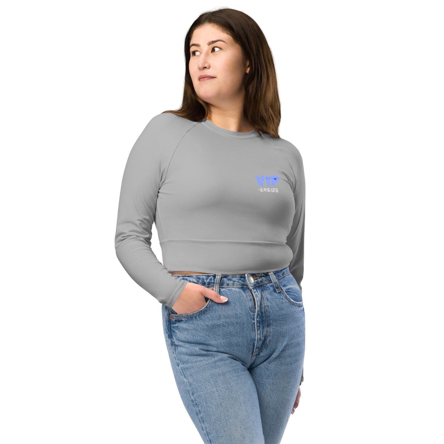 Design 2 // Women // Shirts // Long-sleeve Croptop // Grey // Front 3