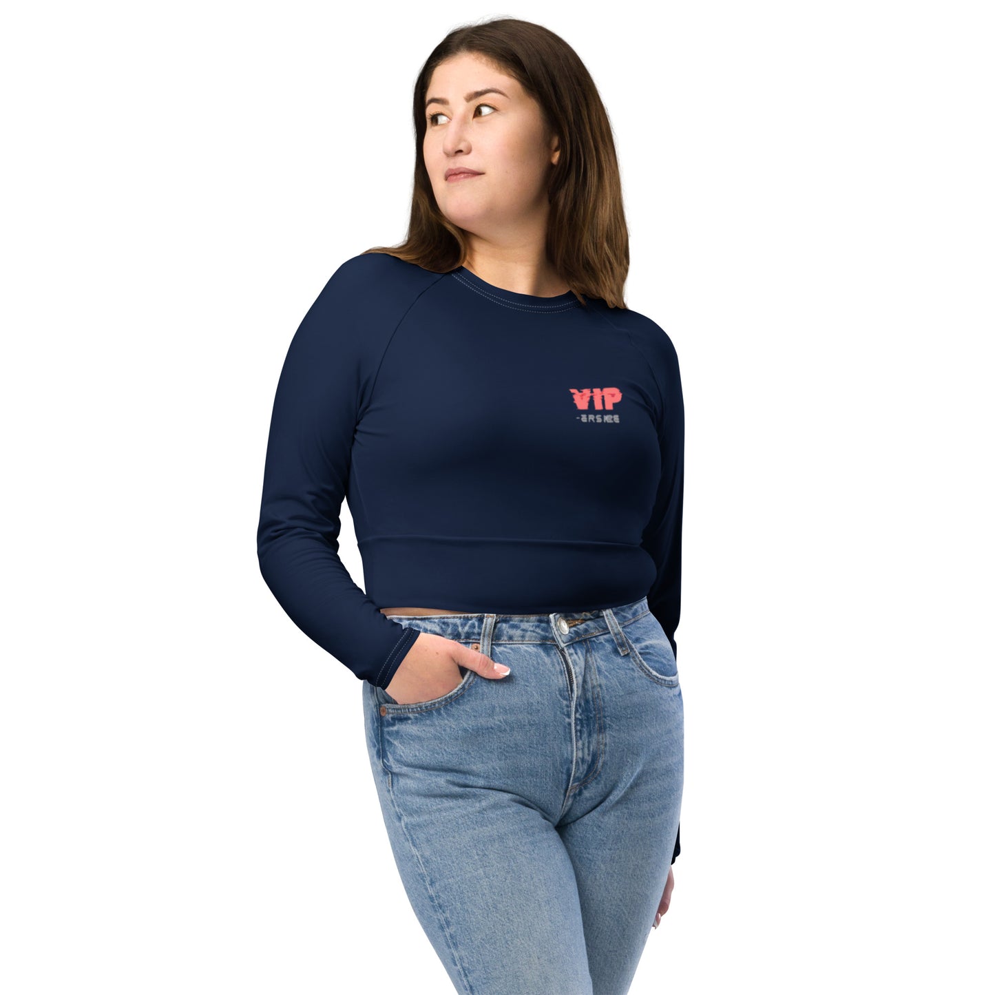 Design 2 // Women // Shirts // Long-sleeve Croptop // Navy // Front 2