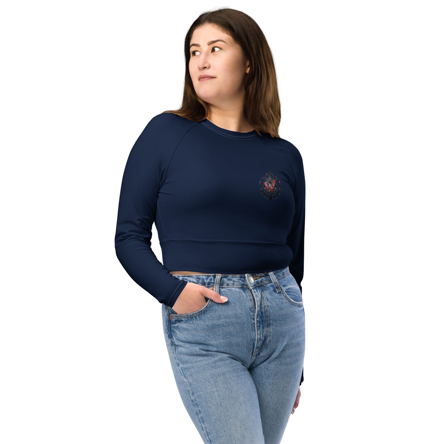 Design 2 // Women // Shirts // Long-sleeve Croptop // Navy // Front 4