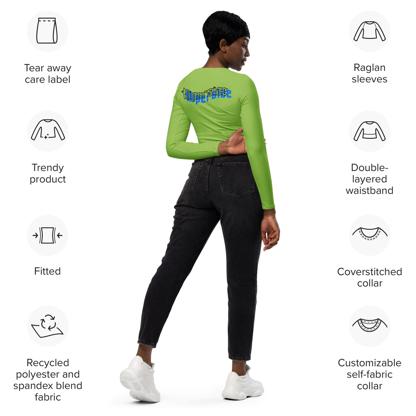 Design 2 // Women // Shirts // Long-sleeve Croptop // Green // Front 2