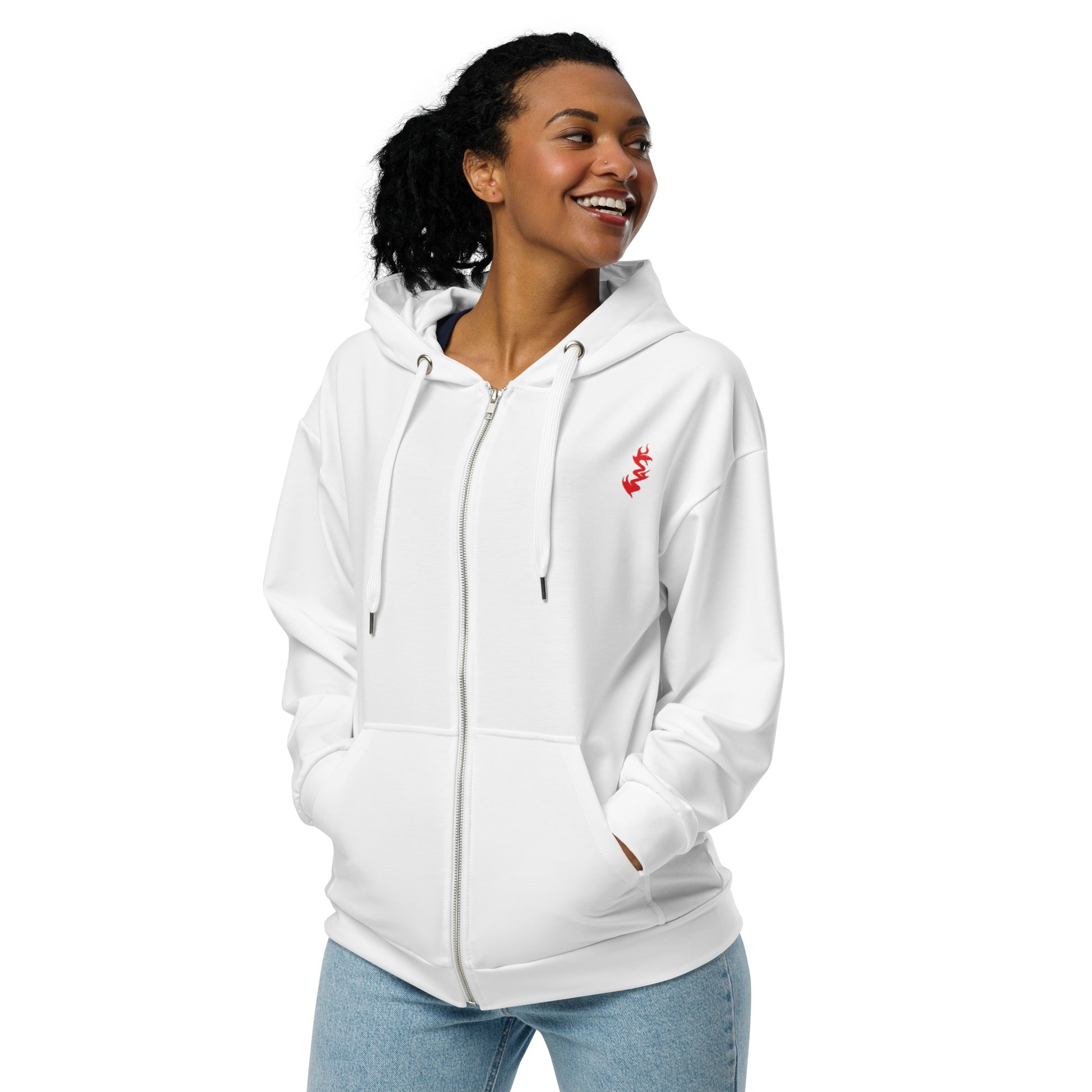 Design 1 // Unisex // Hoodies // Zipper // White // Front 1 - Viper-Size