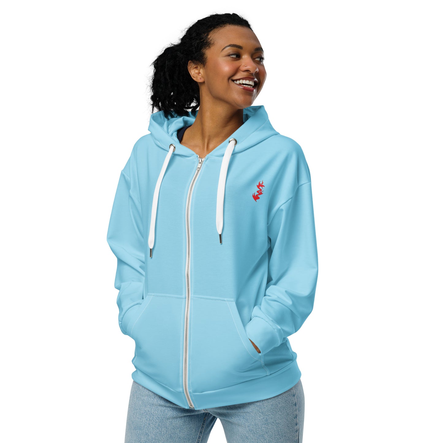 Design 1 // Unisex // Hoodies // Zipper // Blue // Front 1 - Viper-Size