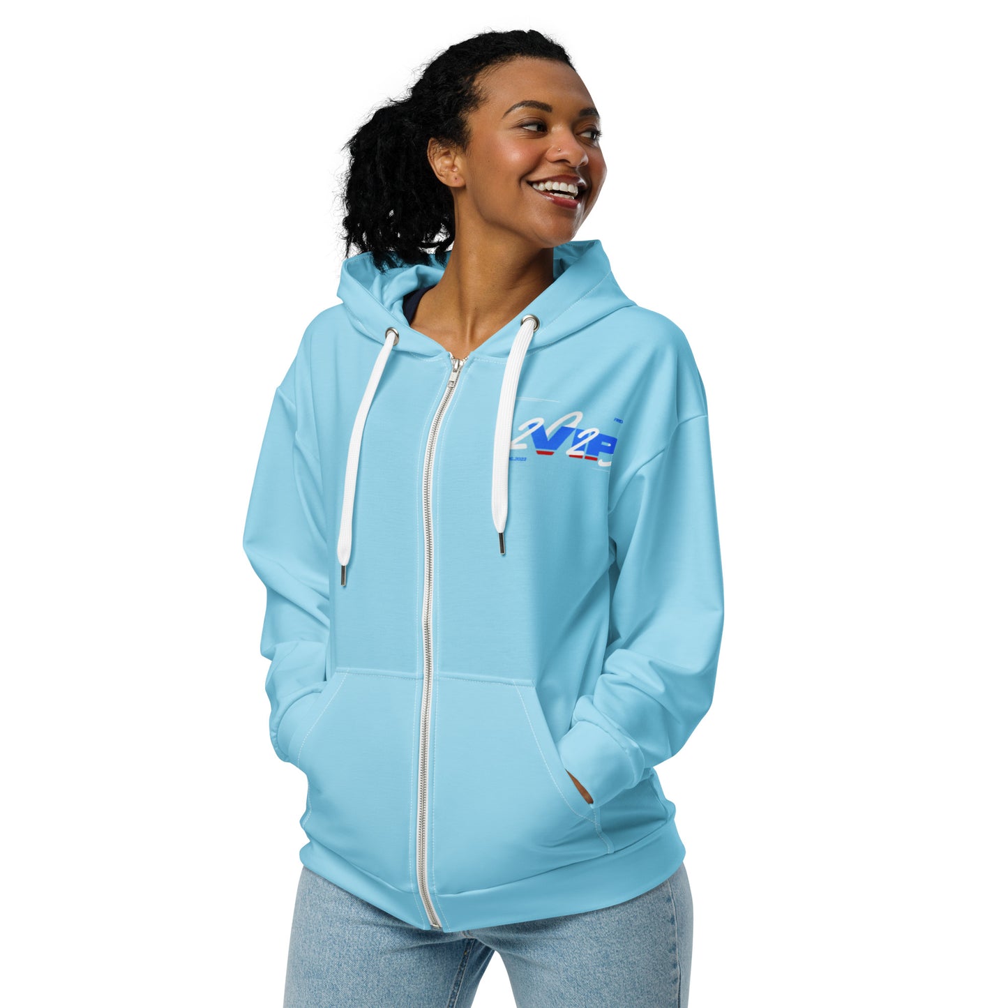 Design 1 // Unisex // Hoodies // Zipper // Blue // Front 5 - Viper-Size