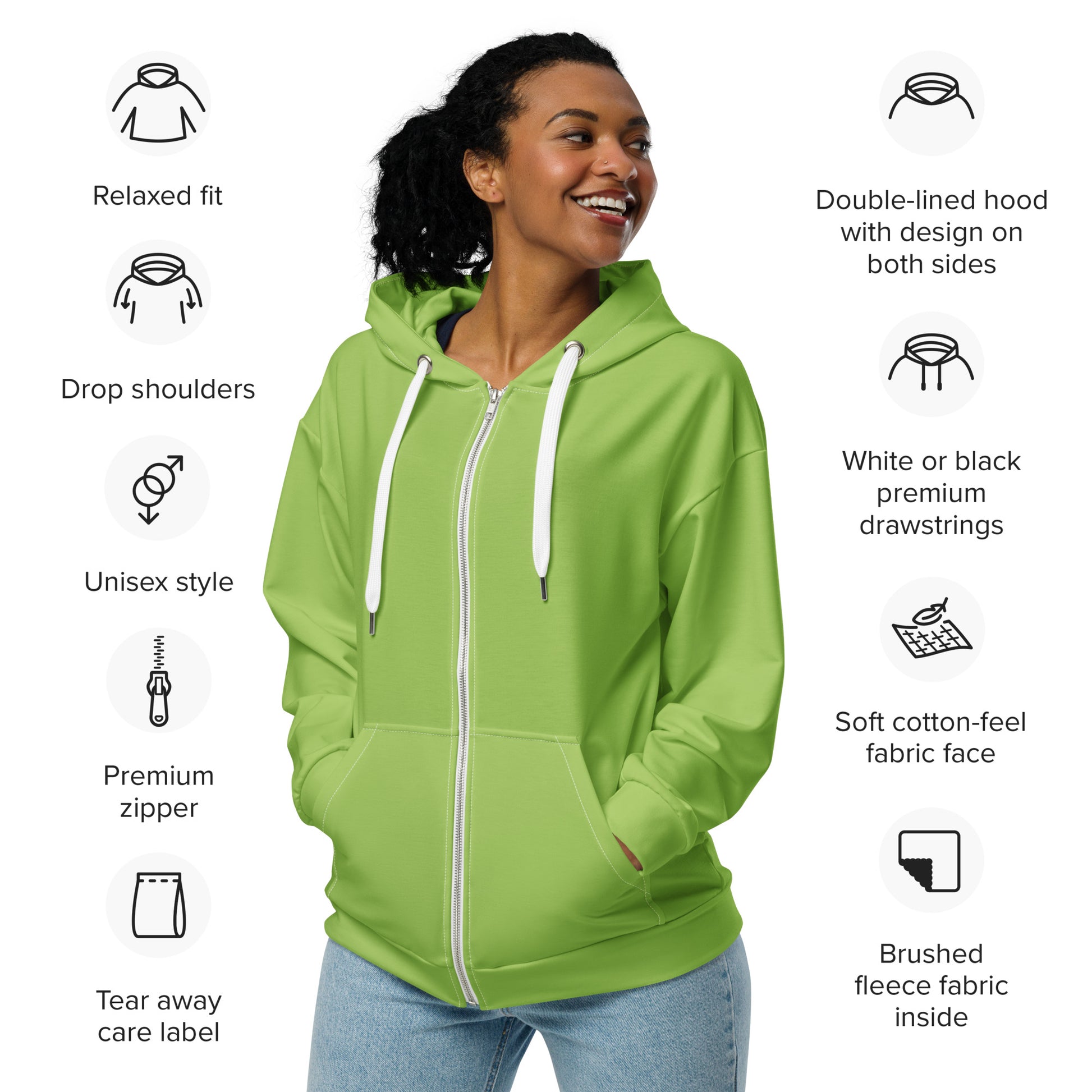 Design 1 // Unisex // Hoodies // Zipper // Green - Viper-Size