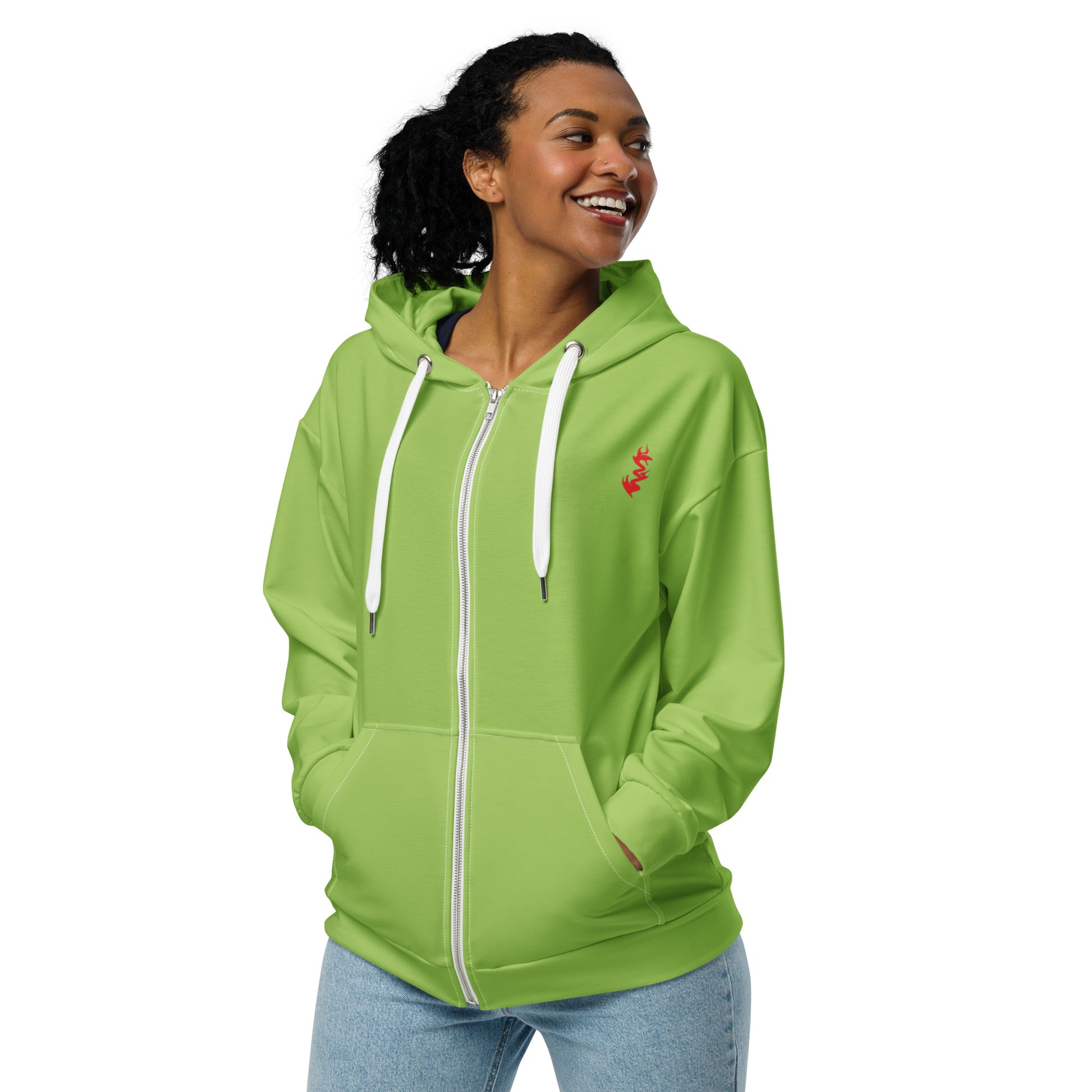 Design 1 // Unisex // Hoodies // Zipper // Green // Front 1 - Viper-Size