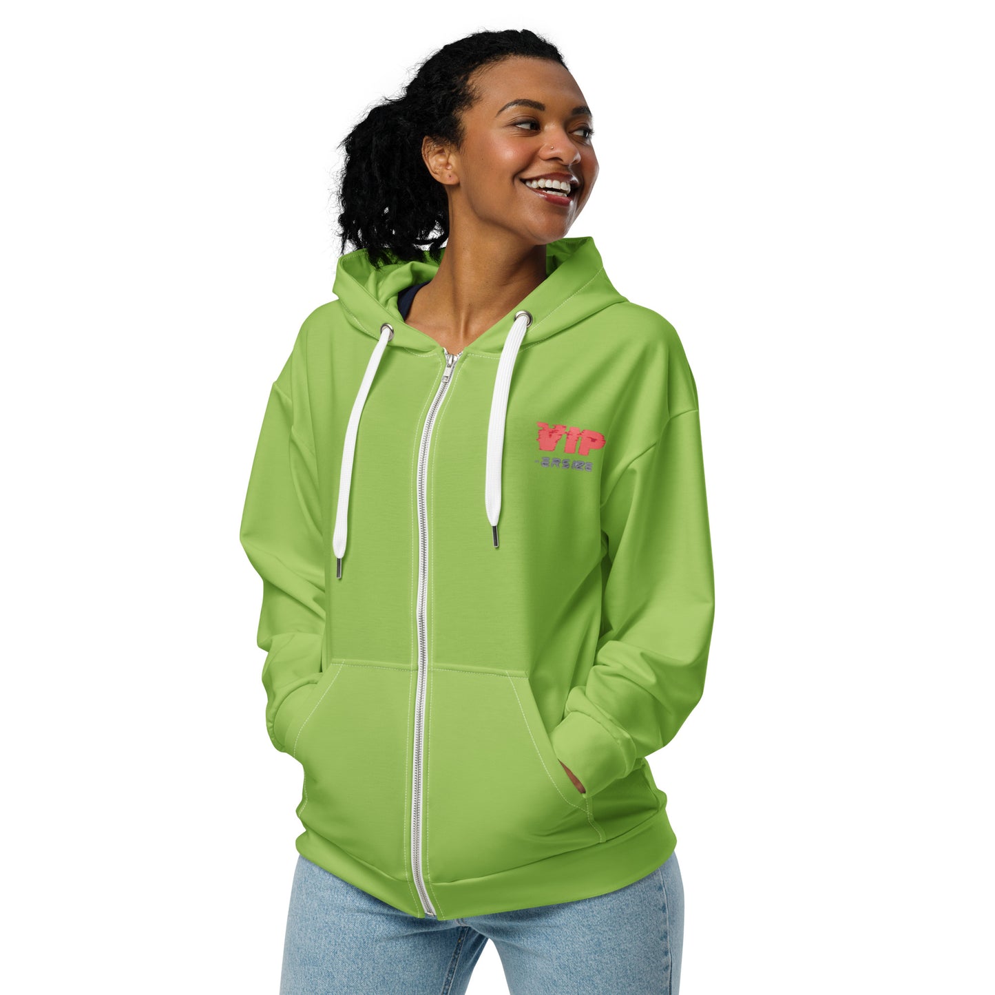 Design 1 // Unisex // Hoodies // Zipper // Green // Front 2 - Viper-Size