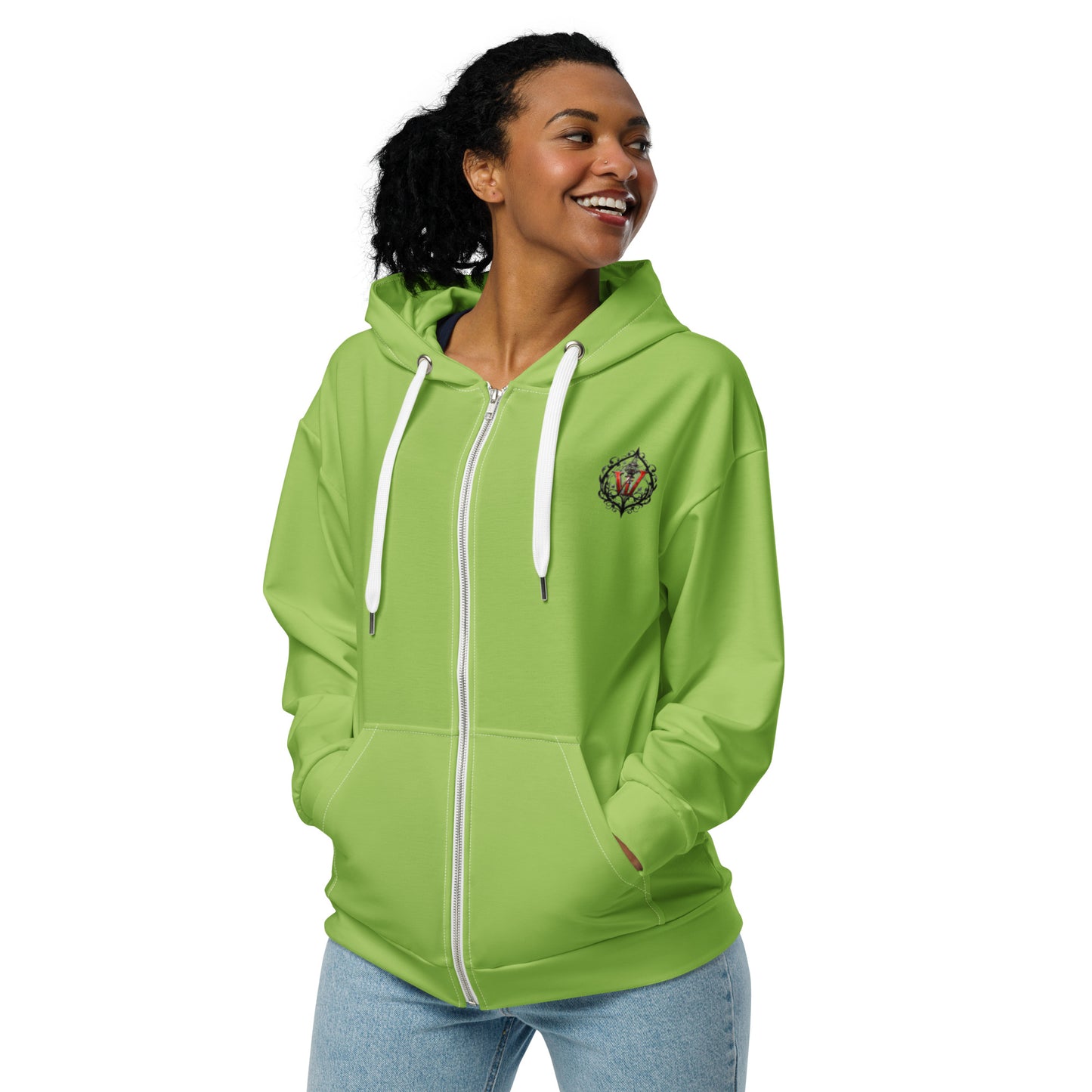 Design 1 // Unisex // Hoodies // Zipper // Green // Front 4 - Viper-Size