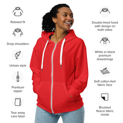 Design 1 // Unisex // Hoodies // Zipper // Red - Viper-Size