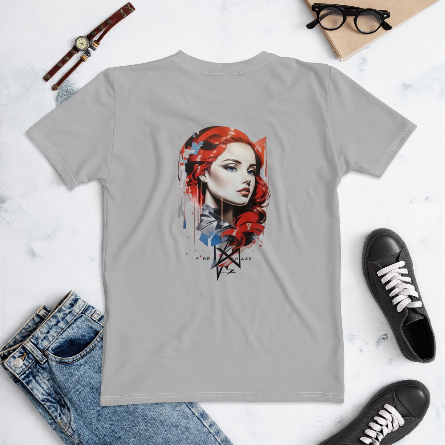 Design 1 // Women // Shirts // T-Shirt // Grey // Front 1 - Viper-Size